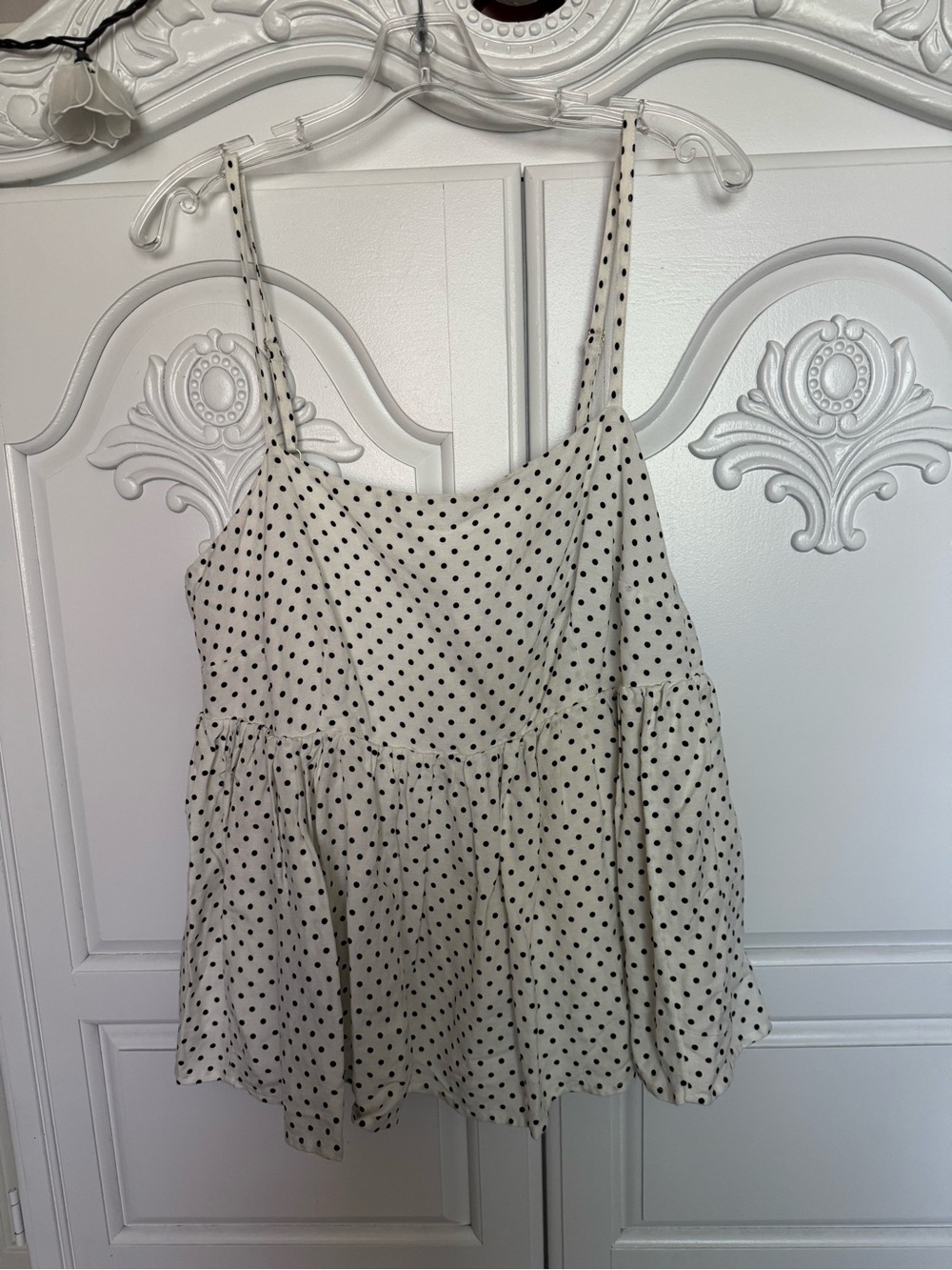 kate spade Cream and Black Polka Dot Spaghetti Strap Peplum Cami